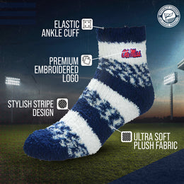 Ole Miss Rebels NCAA Unisex Cozy Soft Sleep Socks - Navy