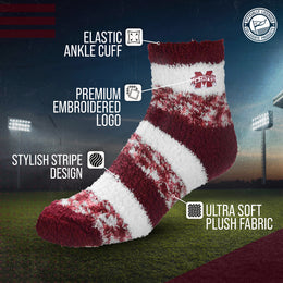 Mississippi State Bulldogs NCAA Unisex Cozy Soft Sleep Socks - Maroon