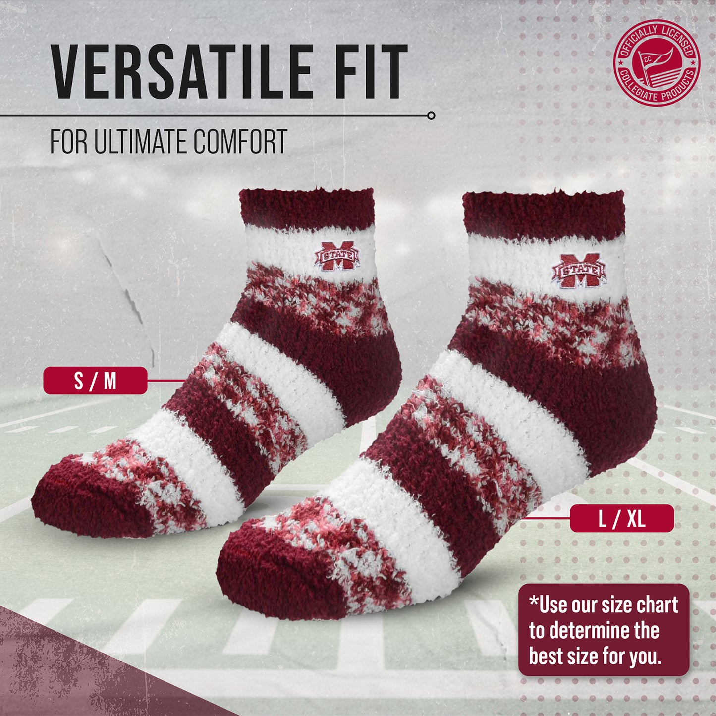 Mississippi State Bulldogs NCAA Unisex Cozy Soft Sleep Socks - Maroon