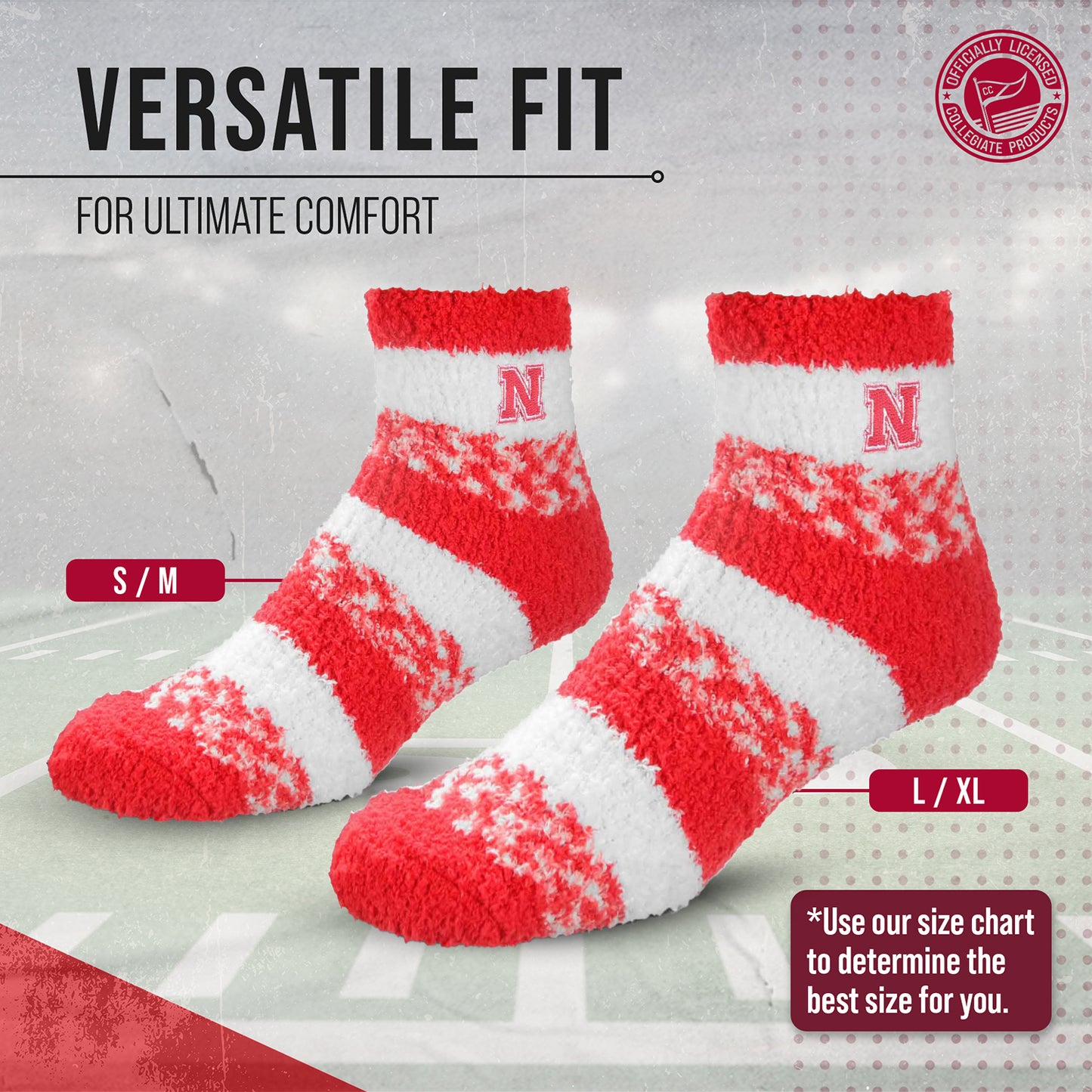 Nebraska Cornhuskers NCAA Unisex Cozy Soft Sleep Socks - Red