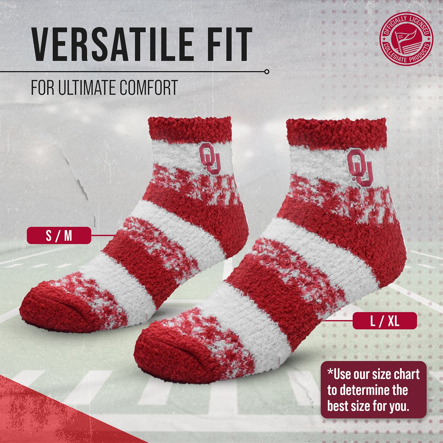 Oklahoma Sooners NCAA Unisex Cozy Soft Sleep Socks - Cardinal