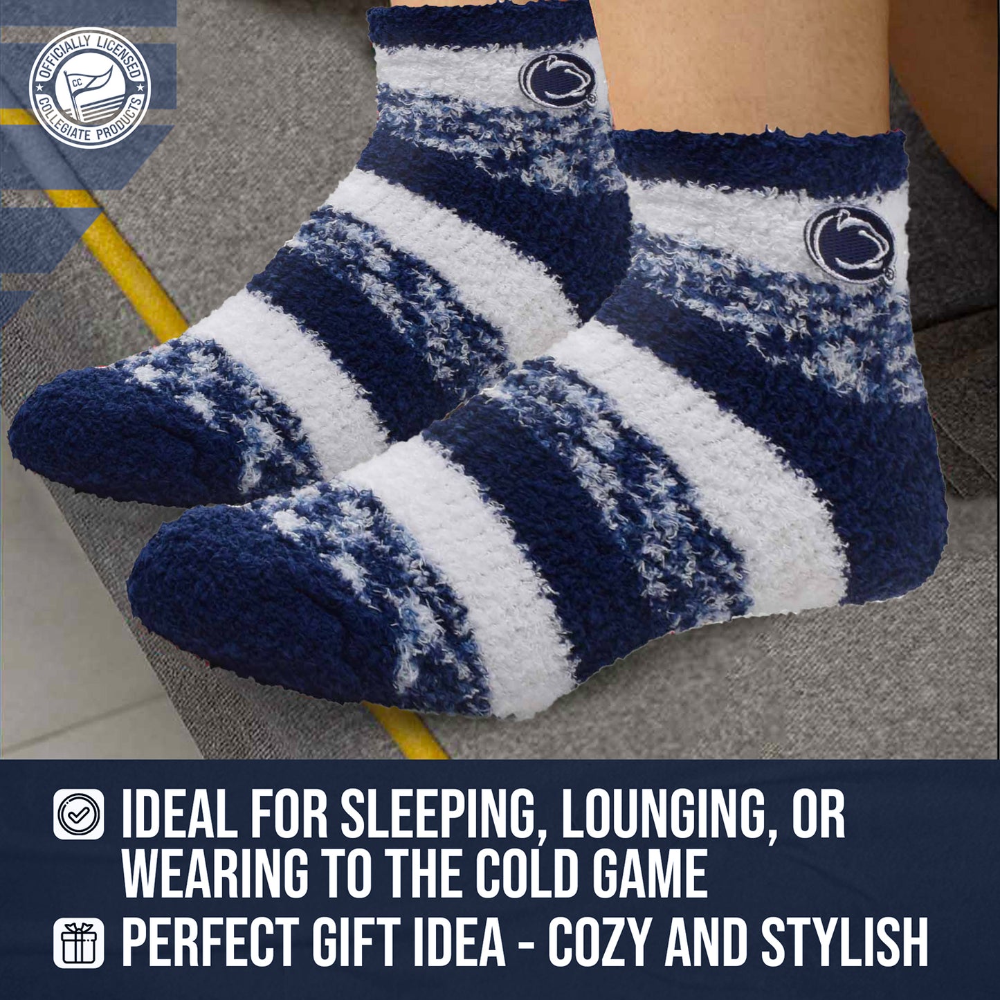 Penn State Nittany Lions NCAA Unisex Cozy Soft Sleep Socks - Navy