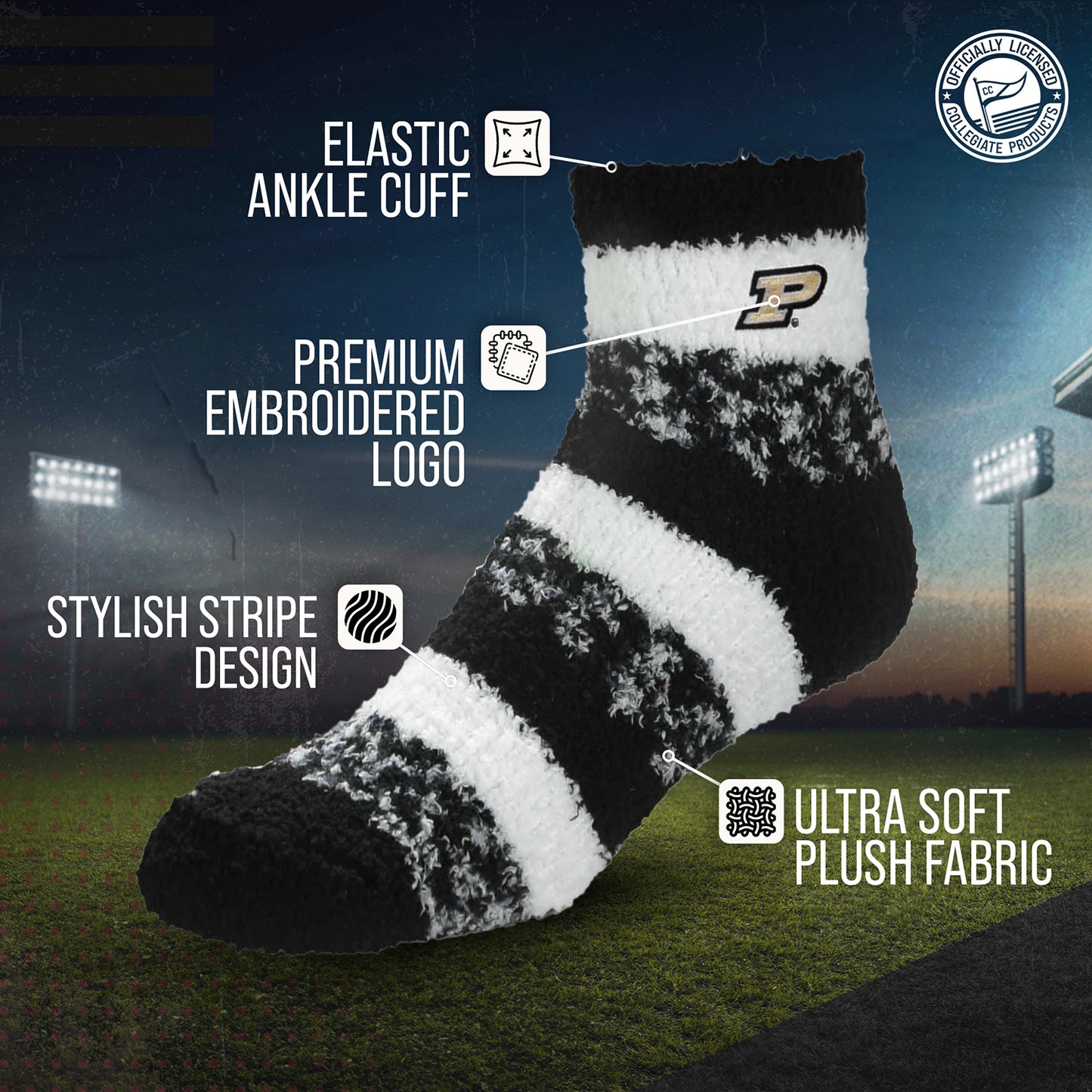 Purdue Boilermakers NCAA Unisex Cozy Soft Sleep Socks - Black
