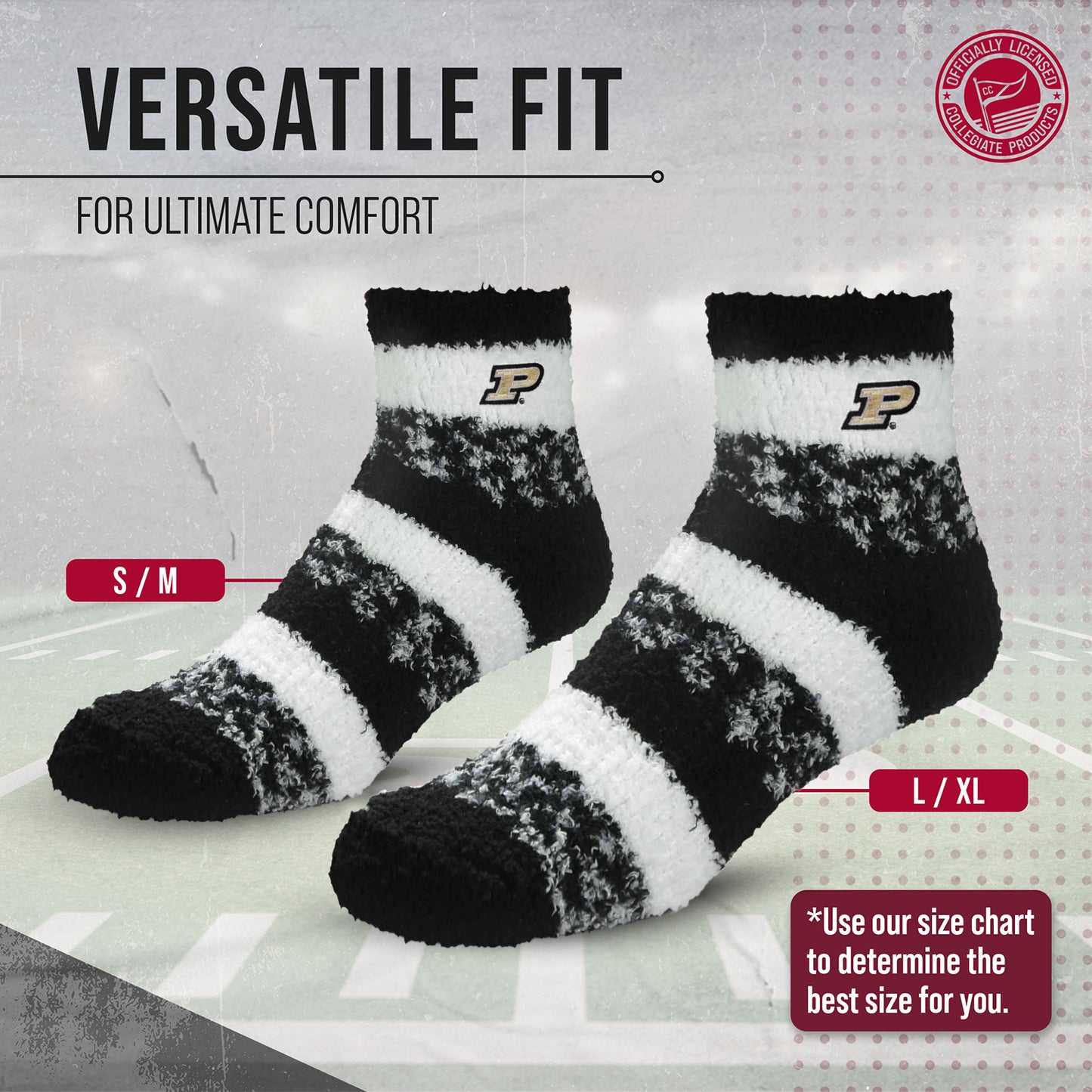 Purdue Boilermakers NCAA Unisex Cozy Soft Sleep Socks - Black