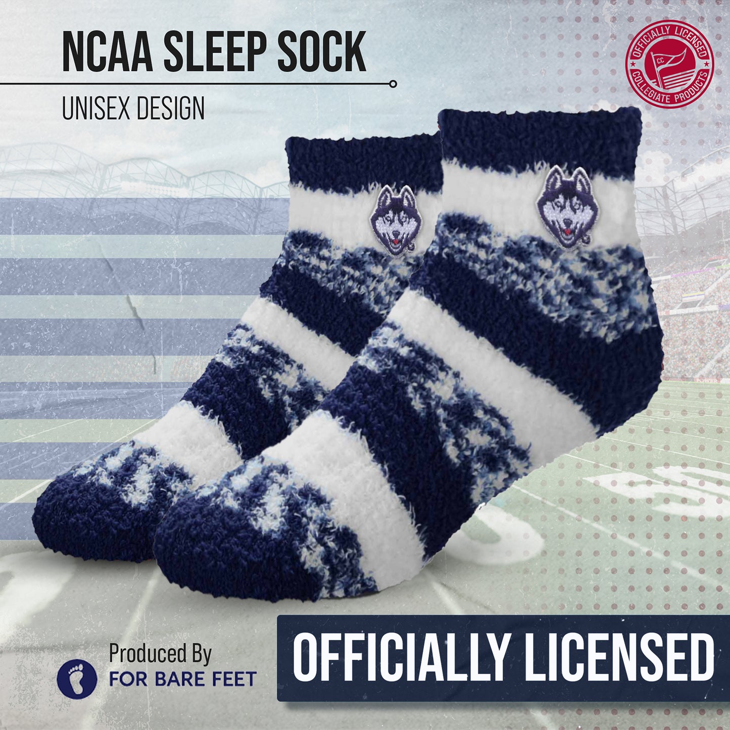 UCONN Huskies NCAA Unisex Cozy Soft Sleep Socks - Navy