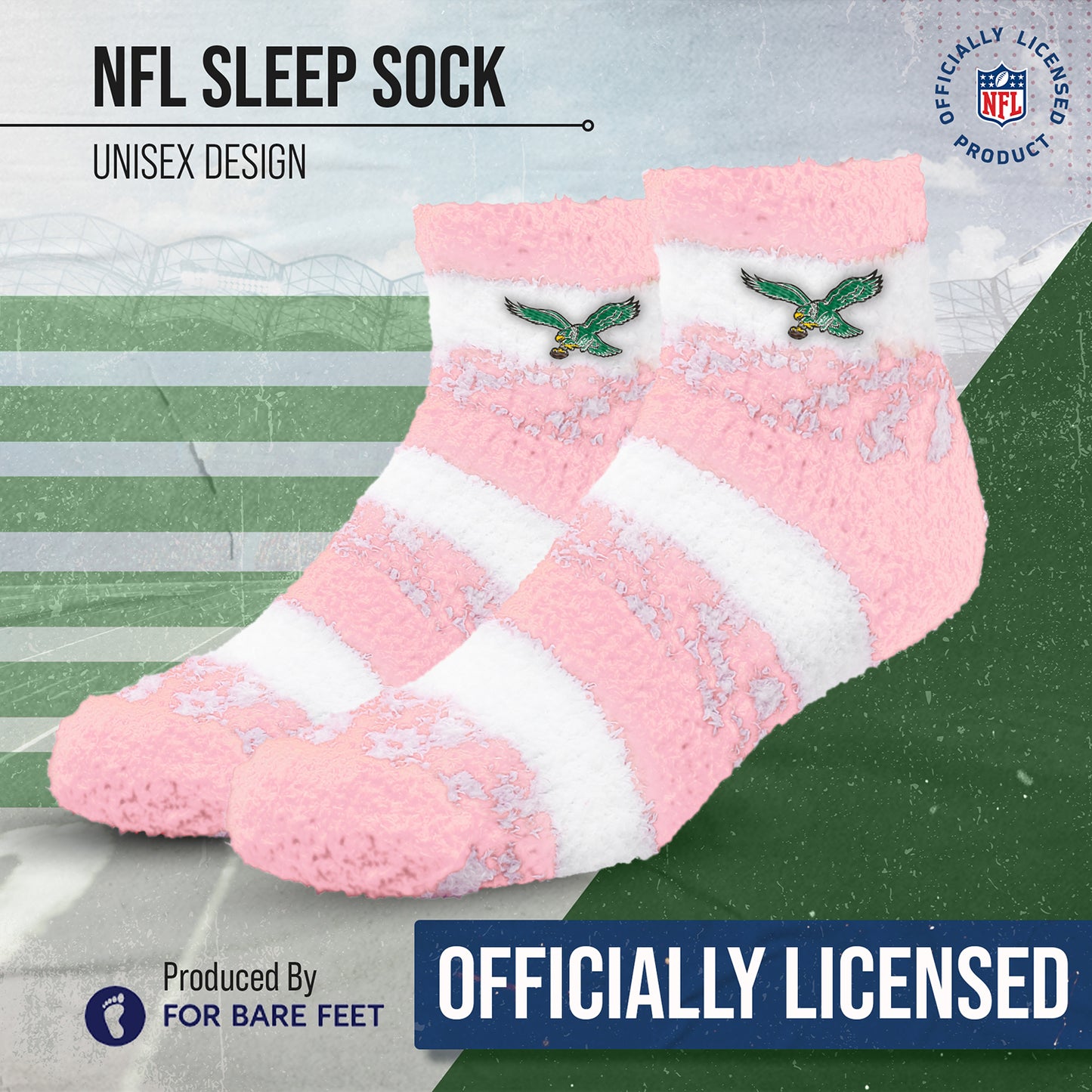 Philadelphia Eagles Women's NFL Football Cozy Soft Sleep Socks - Pink