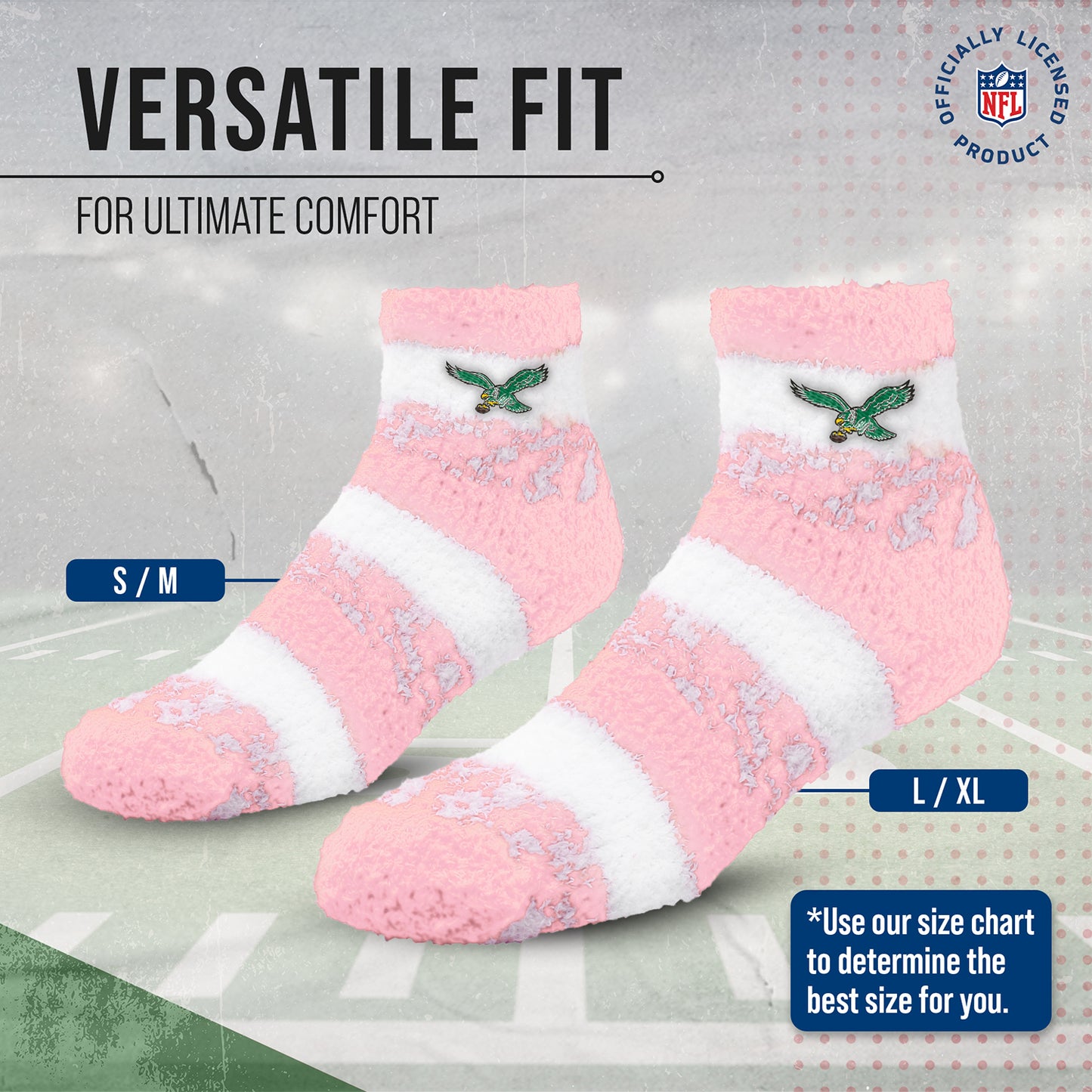 Philadelphia Eagles Women's NFL Football Cozy Soft Sleep Socks - Pink