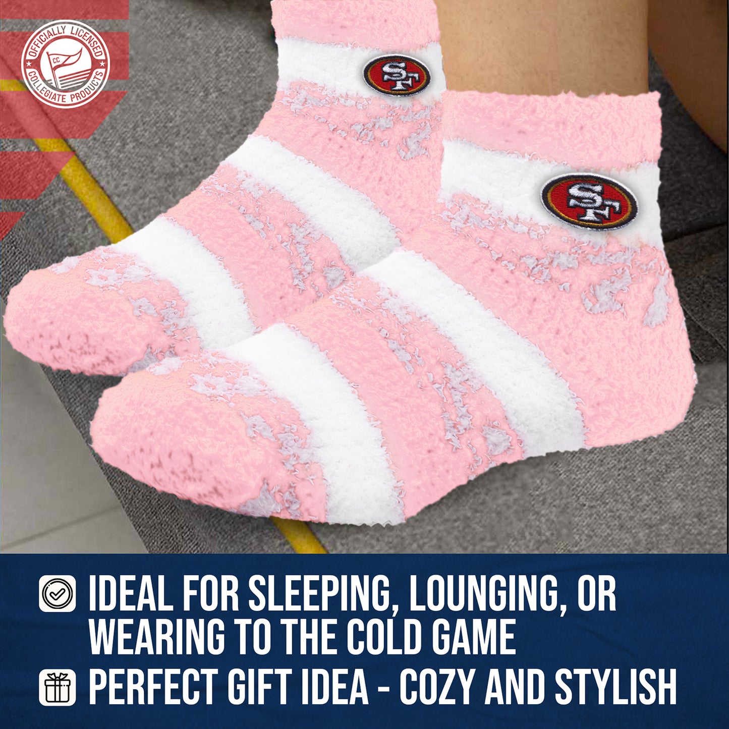 San Francisco 49ers Women's NFL Football Cozy Soft Sleep Socks - Pink
