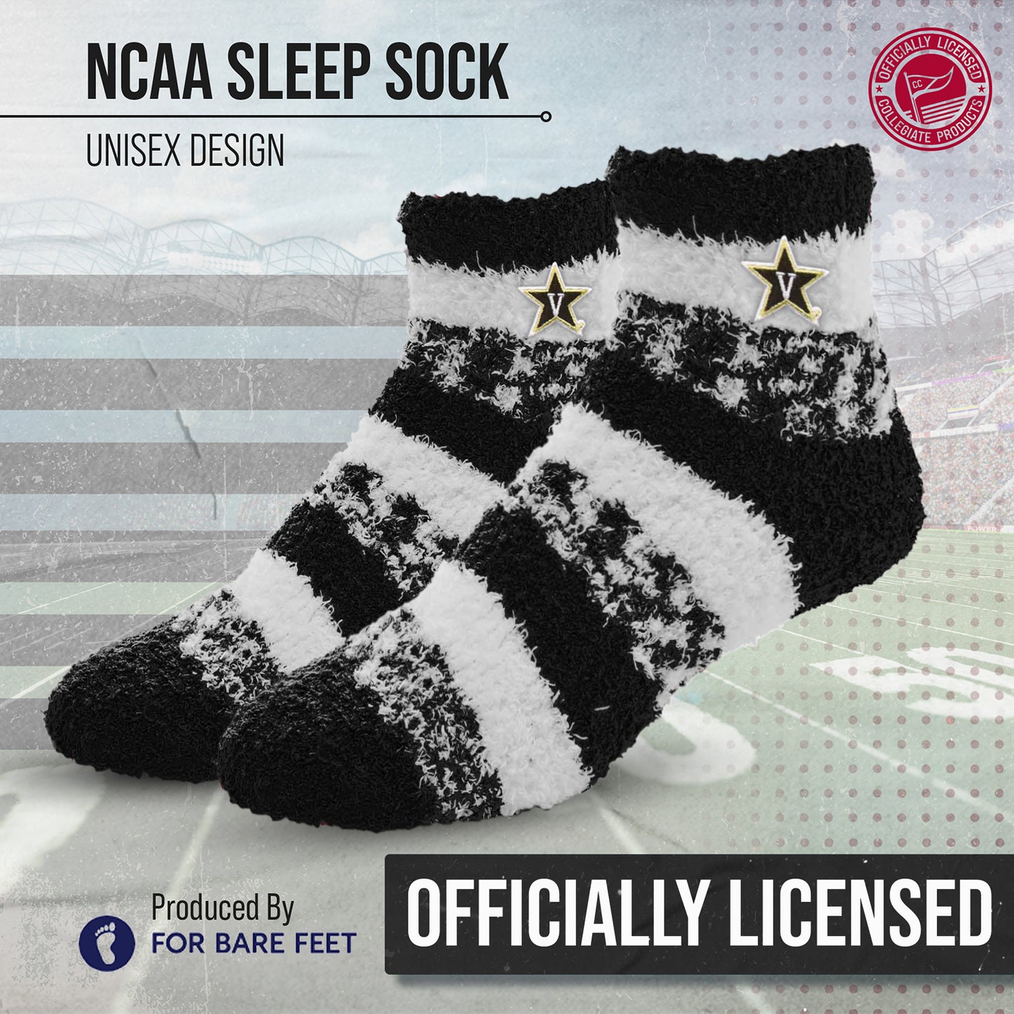 Vanderbilt Commodores NCAA Unisex Cozy Soft Sleep Socks - Black