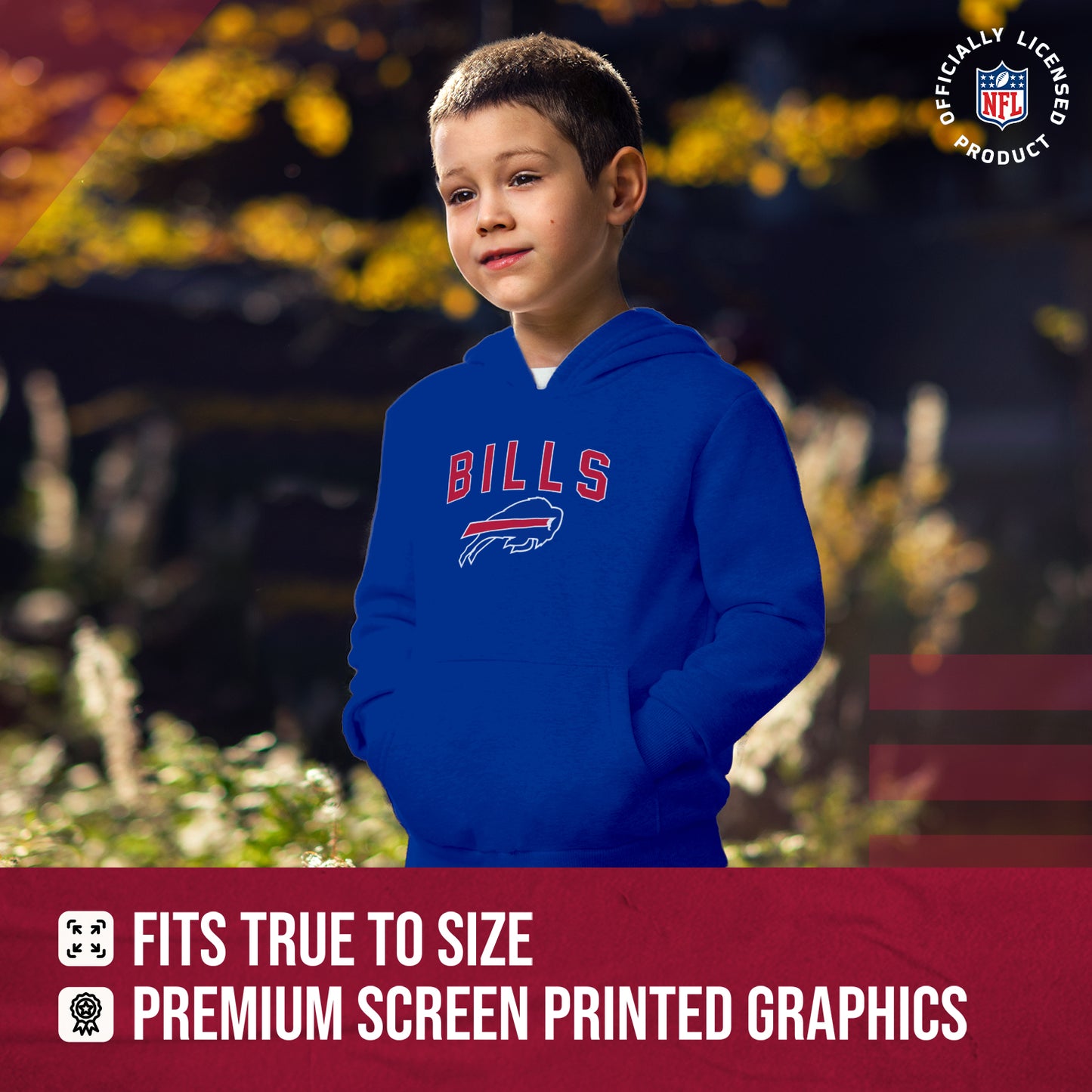 Buffalo Bills NFL Youth Home Team Hoodie- Kids Hooded Sweatshirt - Royal