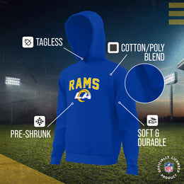 Los Angeles Rams NFL Youth Home Team Hoodie- Kids Hooded Sweatshirt - Royal