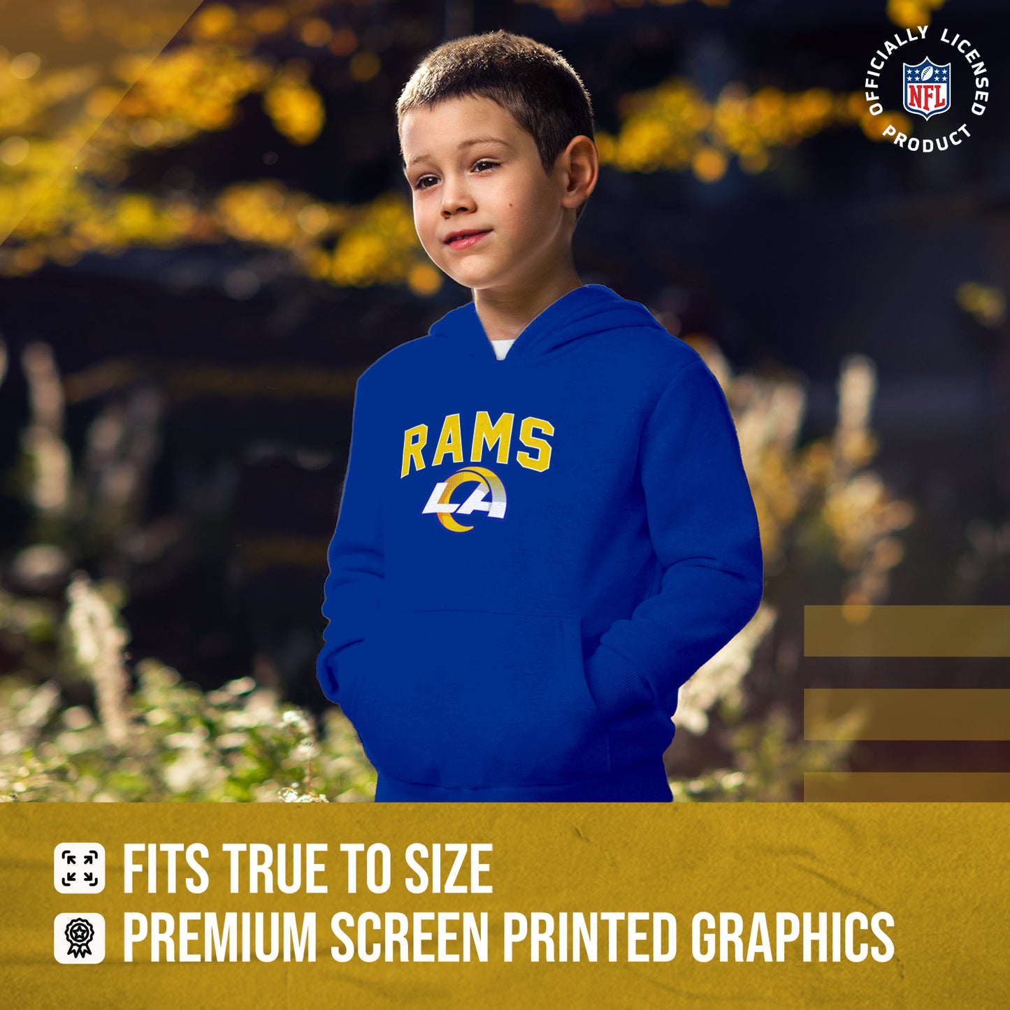 Los Angeles Rams NFL Youth Home Team Hoodie- Kids Hooded Sweatshirt - Royal