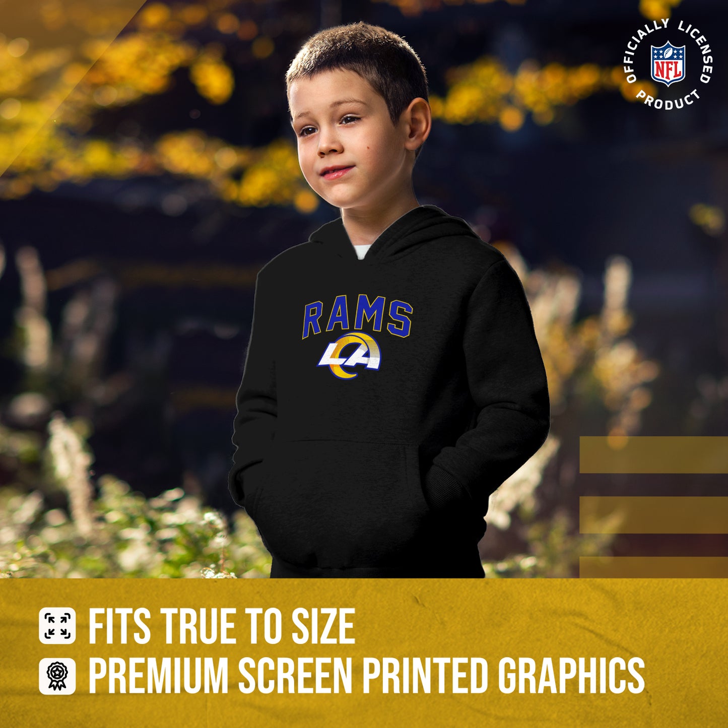 Los Angeles Rams NFL Youth Home Team Hoodie- Kids Hooded Sweatshirt - Black