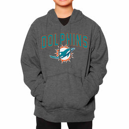 Miami Dolphins NFL Youth Home Team Hoodie- Kids Hooded Sweatshirt - Sport Gray
