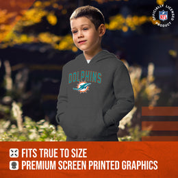 Miami Dolphins NFL Youth Home Team Hoodie- Kids Hooded Sweatshirt - Sport Gray