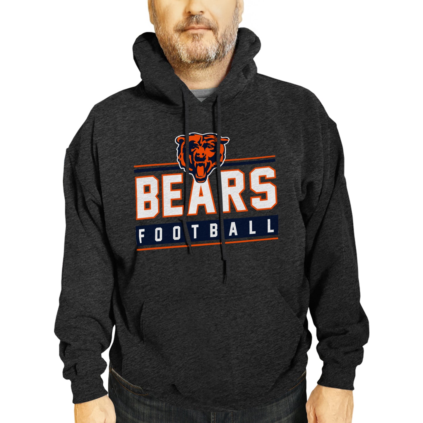 Chicago Bears NFL Adult True Fan Hooded Charcoal Sweatshirt - Charcoal