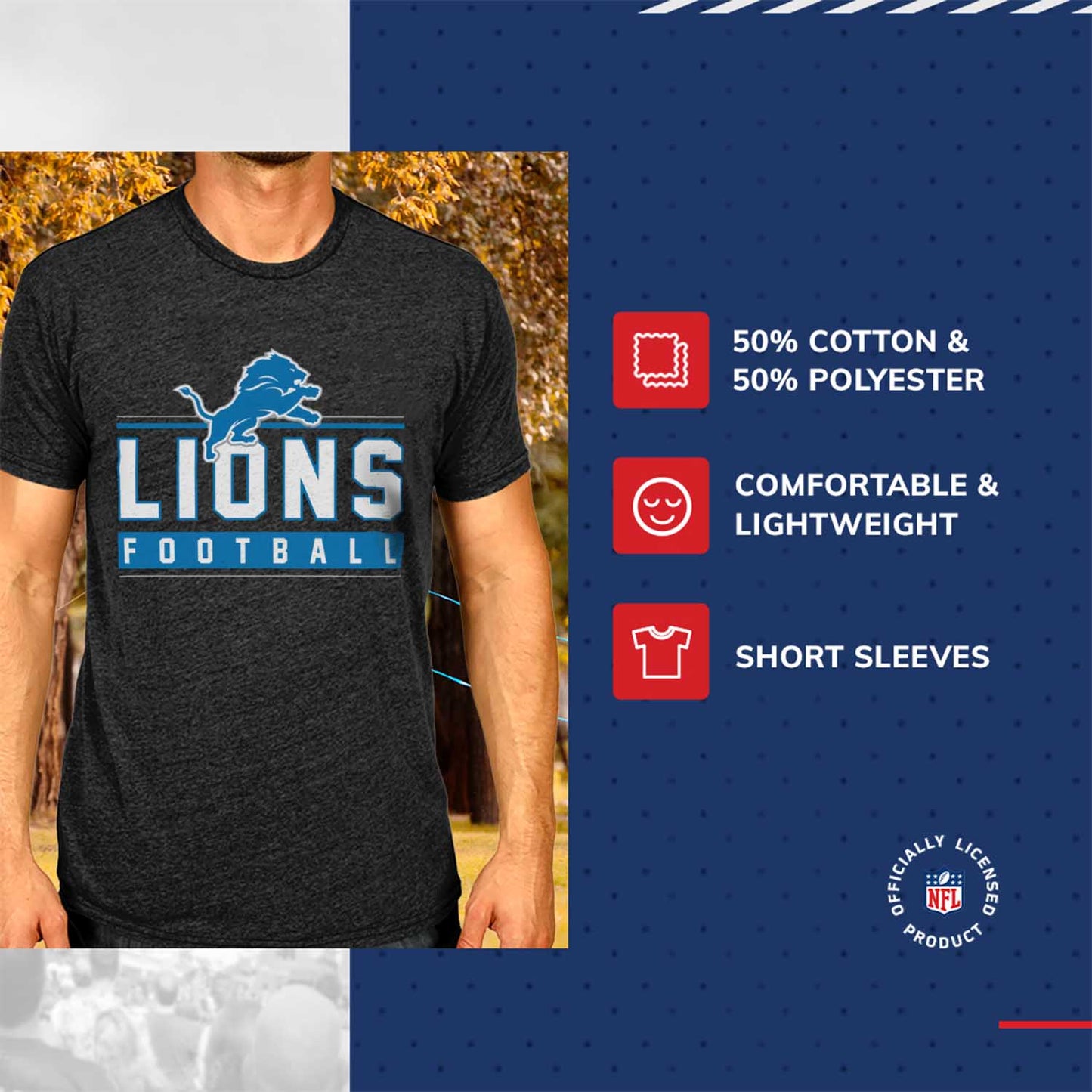 Detroit Lions NFL Adult MVP True Fan T-Shirt - Charcoal