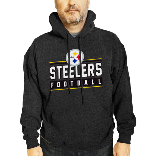 Pittsburgh Steelers NFL Adult True Fan Hooded Charcoal Sweatshirt - Charcoal