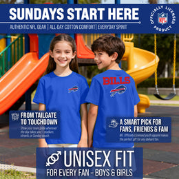 Buffalo Bills Team Fan Apparel NFL Youth Final Countdown Tee- Pro Football T-Shirt For Boys & Girls - Royal