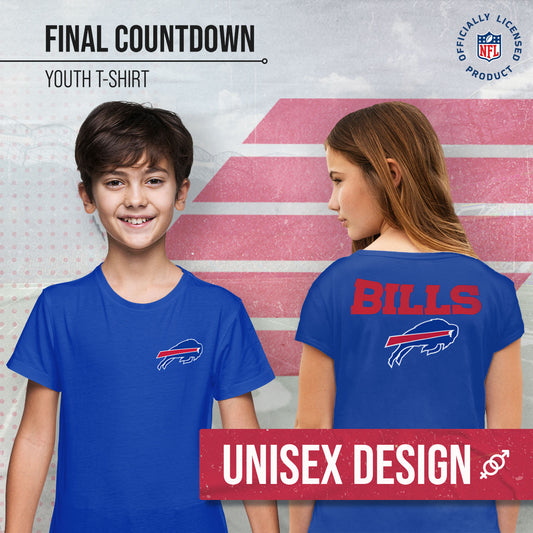 Buffalo Bills Team Fan Apparel NFL Youth Final Countdown Tee- Pro Football T-Shirt For Boys & Girls - Royal