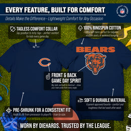 Chicago Bears Team Fan Apparel NFL Youth Final Countdown Tee- Pro Football T-Shirt For Boys & Girls - Navy