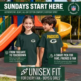 Green Bay Packers Team Fan Apparel NFL Youth Final Countdown Tee- Pro Football T-Shirt For Boys & Girls - Green