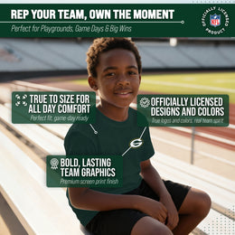 Green Bay Packers Team Fan Apparel NFL Youth Final Countdown Tee- Pro Football T-Shirt For Boys & Girls - Green