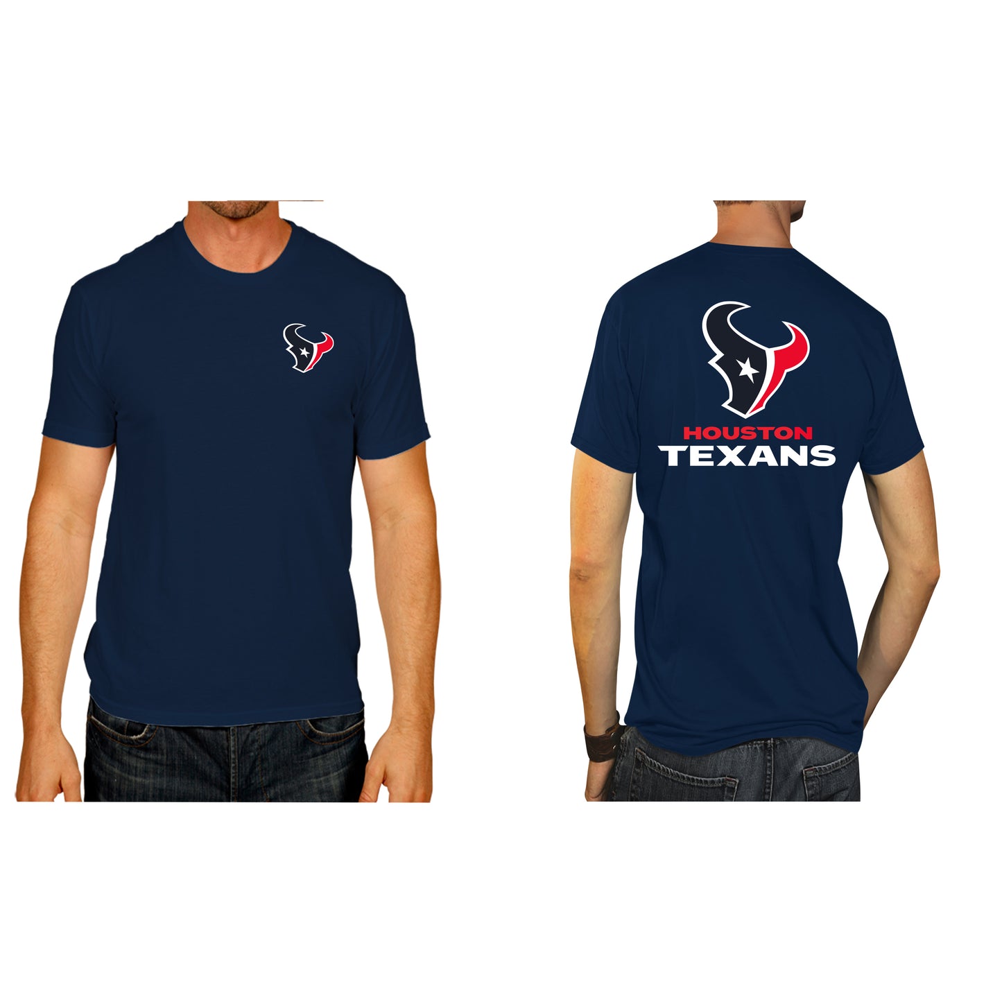Houston Texans NFL Pro Football Final Countdown Adult Cotton-Poly Short Sleeved T-Shirt For Men & Women - Navy