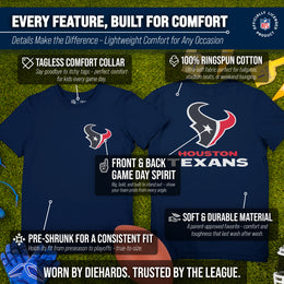 Houston Texans Team Fan Apparel NFL Youth Final Countdown Tee- Pro Football T-Shirt For Boys & Girls - Navy