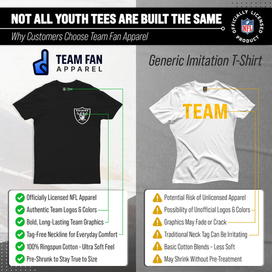 Las Vegas Raiders Team Fan Apparel NFL Youth Final Countdown Tee- Pro Football T-Shirt For Boys & Girls - Black