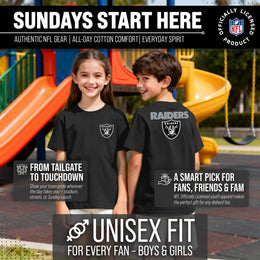 Las Vegas Raiders Team Fan Apparel NFL Youth Final Countdown Tee- Pro Football T-Shirt For Boys & Girls - Black