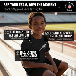 Las Vegas Raiders Team Fan Apparel NFL Youth Final Countdown Tee- Pro Football T-Shirt For Boys & Girls - Black