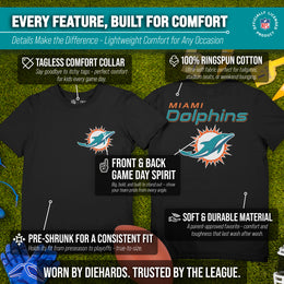 Miami Dolphins Team Fan Apparel NFL Youth Final Countdown Tee- Pro Football T-Shirt For Boys & Girls - Black