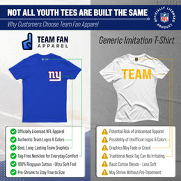 New York Giants Team Fan Apparel NFL Youth Final Countdown Tee- Pro Football T-Shirt For Boys & Girls - Royal