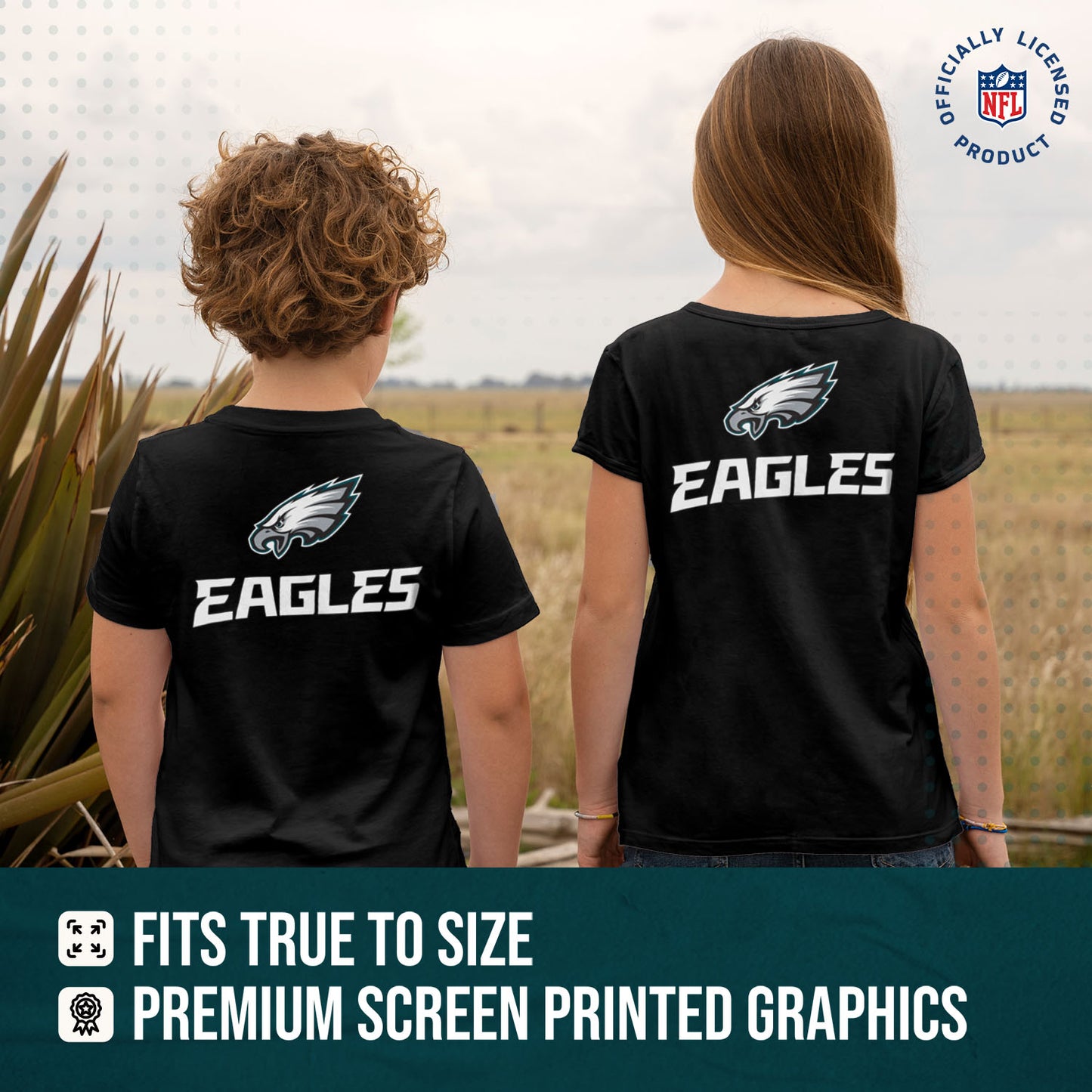 Philadelphia Eagles Team Fan Apparel NFL Youth Final Countdown Tee- Pro Football T-Shirt For Boys & Girls - Black