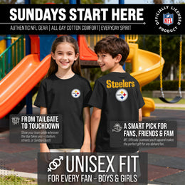 Pittsburgh Steelers Team Fan Apparel NFL Youth Final Countdown Tee- Pro Football T-Shirt For Boys & Girls - Black