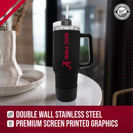 Alabama Crimson Tide College & University 40 oz Travel Tumbler With Handle - Black