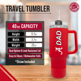 Alabama Crimson Tide Collegiate 40oz Stainless Steel Travel Tumbler with Handle for Dad - Crimson