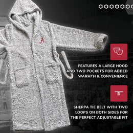 Alabama Crimson Tide NCAA Adult Plush Hooded Robe with Pockets - Gray