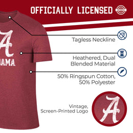 Alabama Crimson Tide Adult MVP Heathered Cotton Blend T-Shirt - Crimson