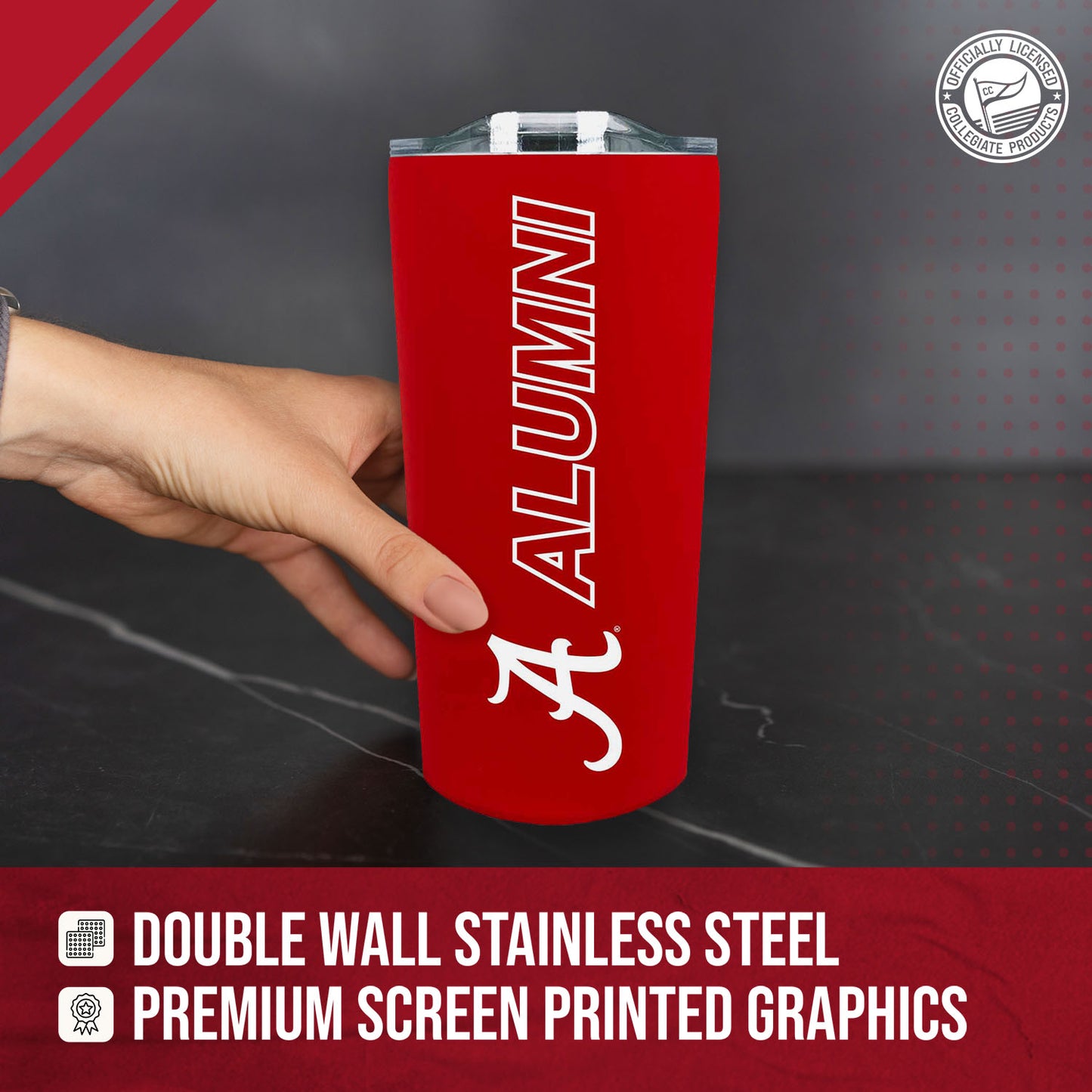Alabama Crimson Tide Collegiate Stainless Steel Travel Tumbler for Alumni - Crimson