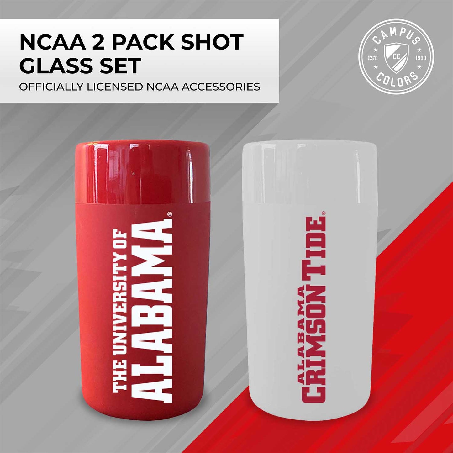 Alabama Crimson Tide College and University 2-Pack Shot Glasses - Team Color