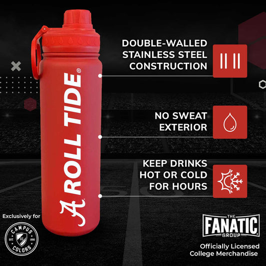 Alabama Crimson Tide NCAA Stainless Steel Water Bottle - Crimson