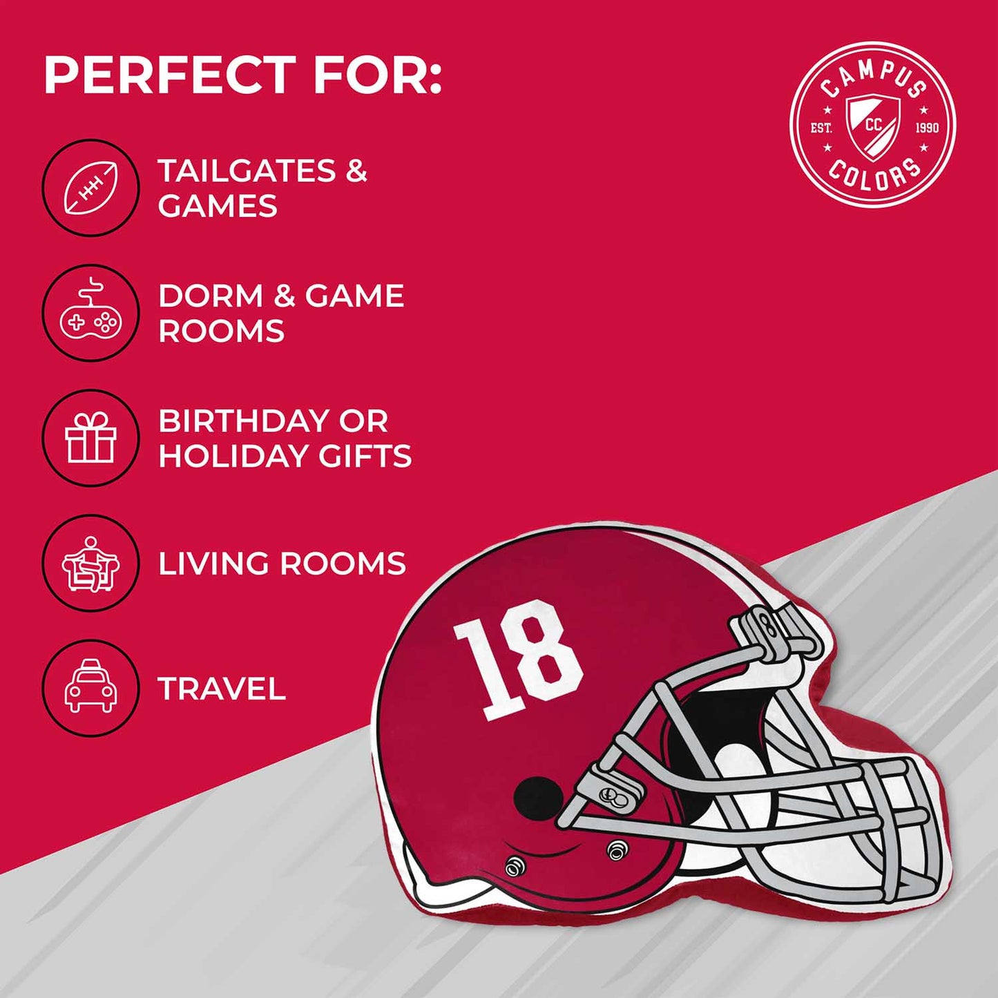 Alabama Crimson Tide NCAA Helmet Super Soft Football Pillow - Crimson