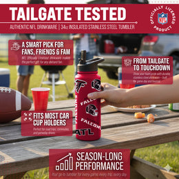 Atlanta Falcons NFL 34Oz Native Quencher Water Bottle - Red