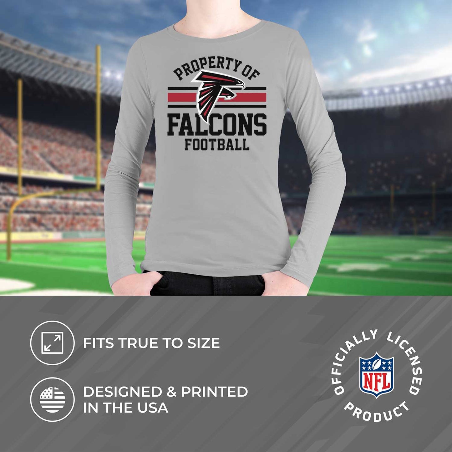 Atlanta Falcons NFL Youth Property Of Crew Sweatshirt - Sport Gray