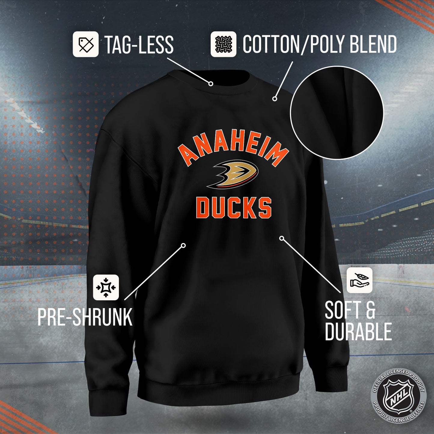 Anaheim Ducks Adult NHL Gameday Crewneck Sweatshirt - Black
