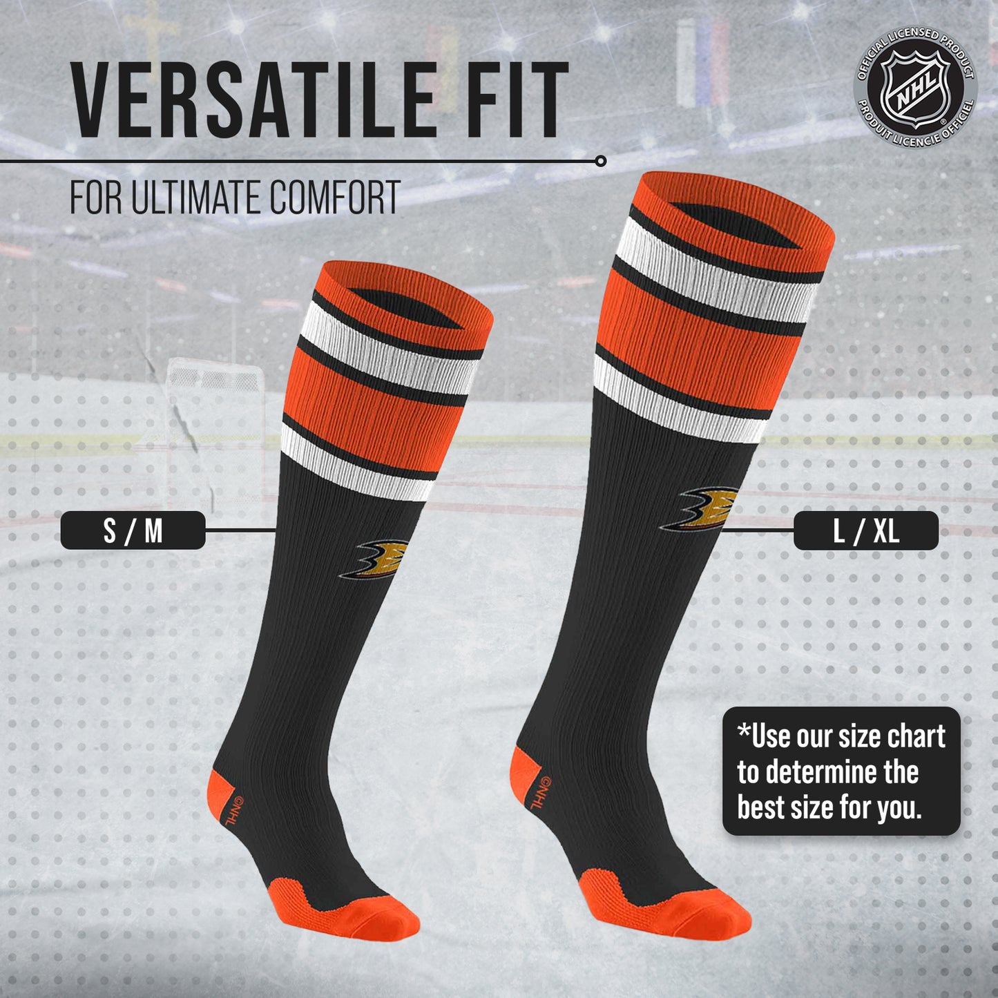 Anaheim Ducks NHL Adult Knee High-Performance Socks - Black