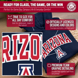 Arizona Wildcats NCAA Adult Tackle Twill Hooded Sweatshirt - Navy