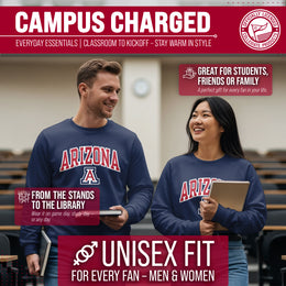 Arizona Wildcats Adult Tackle Twill Crewneck - Navy